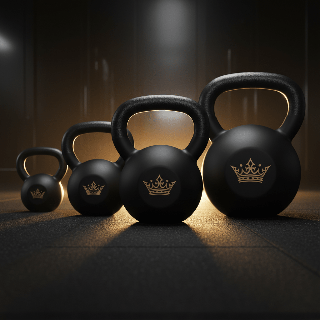 TITAN Ultimate Kettlebell Collection Crown SWAG Edition 5 bells matte black gold