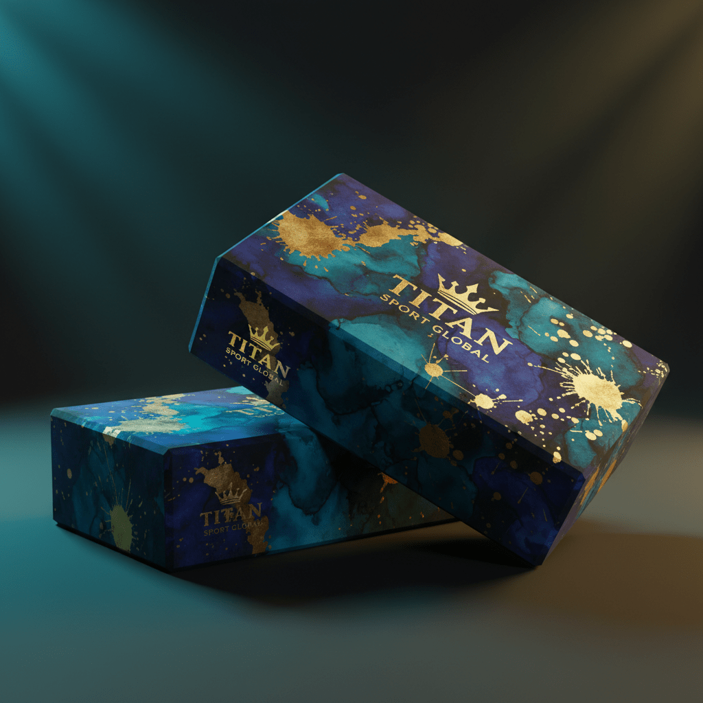 TITAN Yoga Block Set Premium - High-Density Foam Blocks with 24K Gold Branding