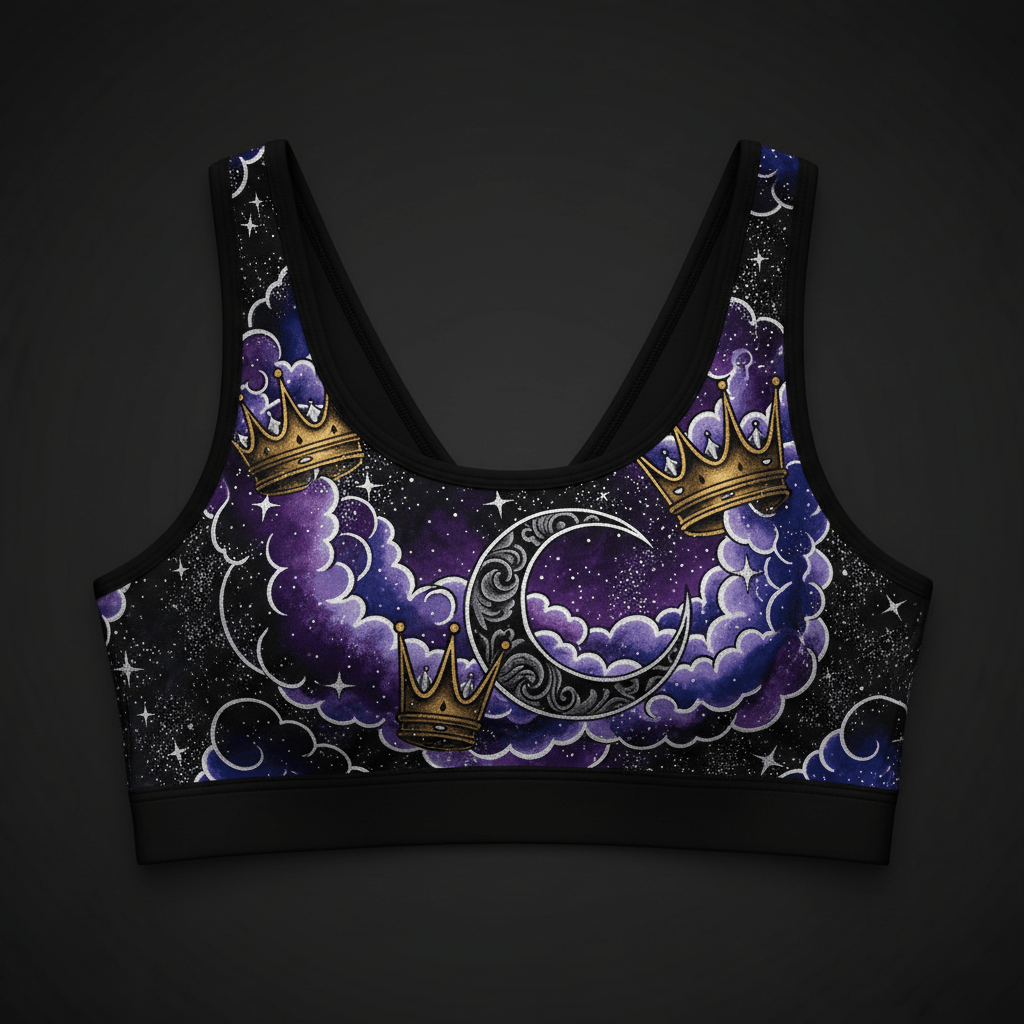 TITAN Crown Edition Women's Sports Bra — Celestial Queen Tattoo Art