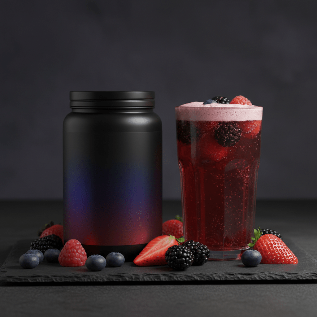 TITAN Protein Kombucha Powder – Mixed Berry, premium product photography