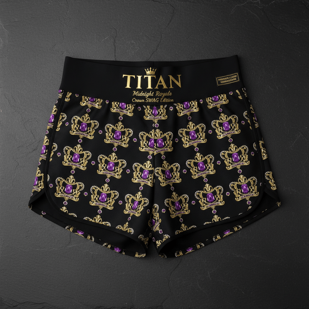 TITAN Women's Midnight Royale Crown Athletic Shorts — Dark Queen SWAG Edition