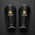 TITAN Crown Edition Rugby Shin Guards Matte Black Gold