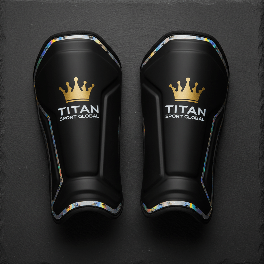 TITAN Crown Edition Rugby Shin Guards Matte Black Gold
