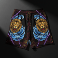 TITAN Crown Edition Tattoo Art Men's Lounge Shorts - bold colorful tattoo artwork on matte black fabric