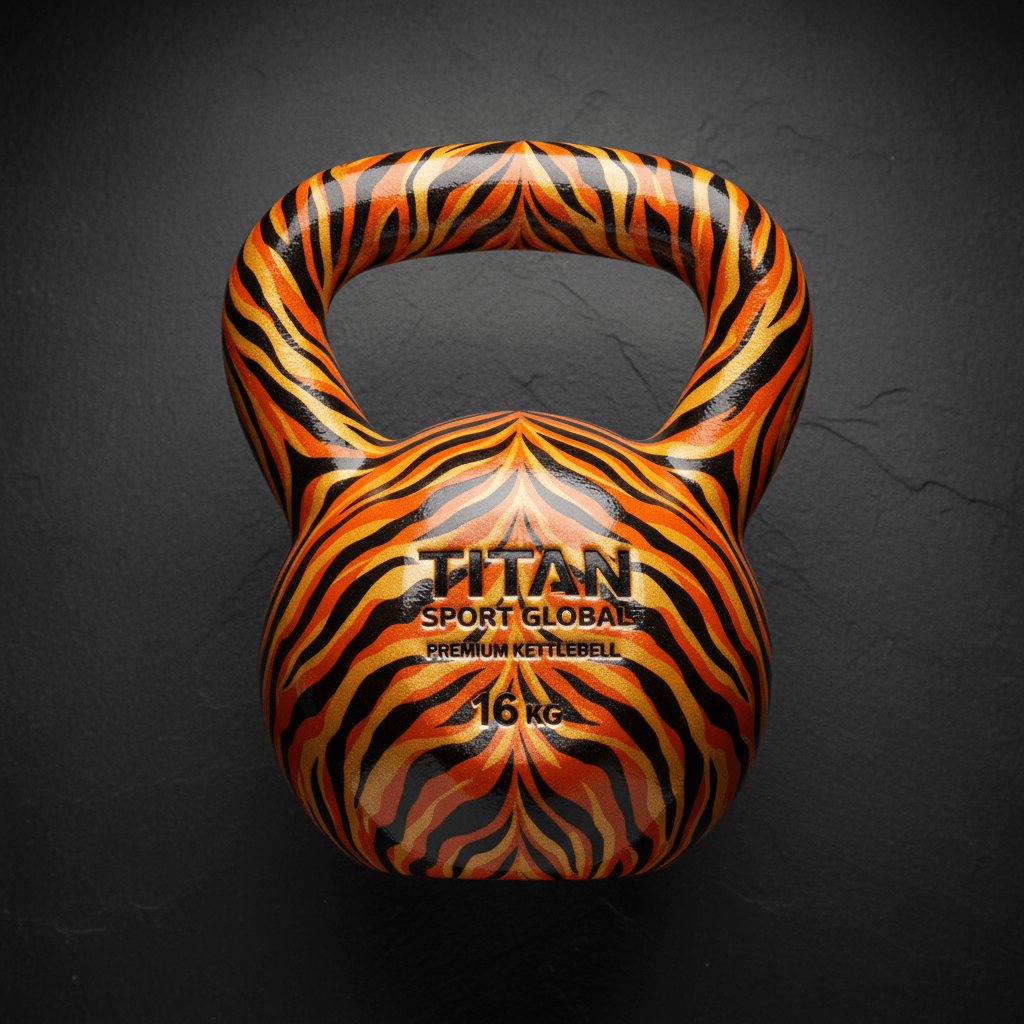 TITAN Kettlebell Tiger Flame Crown Edition flat lay