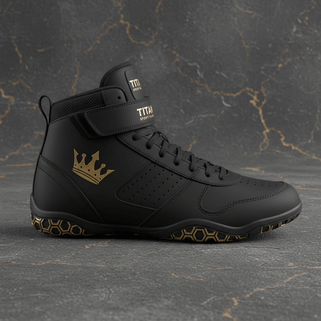 TITAN Wrestling Shoe Black Gold Crown Edition