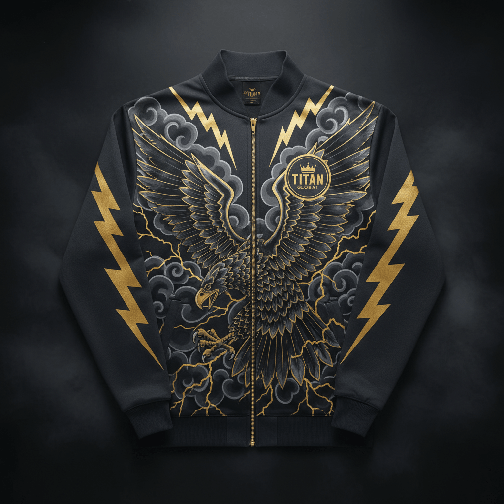 TITAN Men's Sauna Sweat Zip-Up Jacket Charcoal Thunderbird Crown Edition flat lay