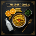 TITAN Jamaican Ackee Saltfish Power Breakfast meal kit flat lay dark luxury