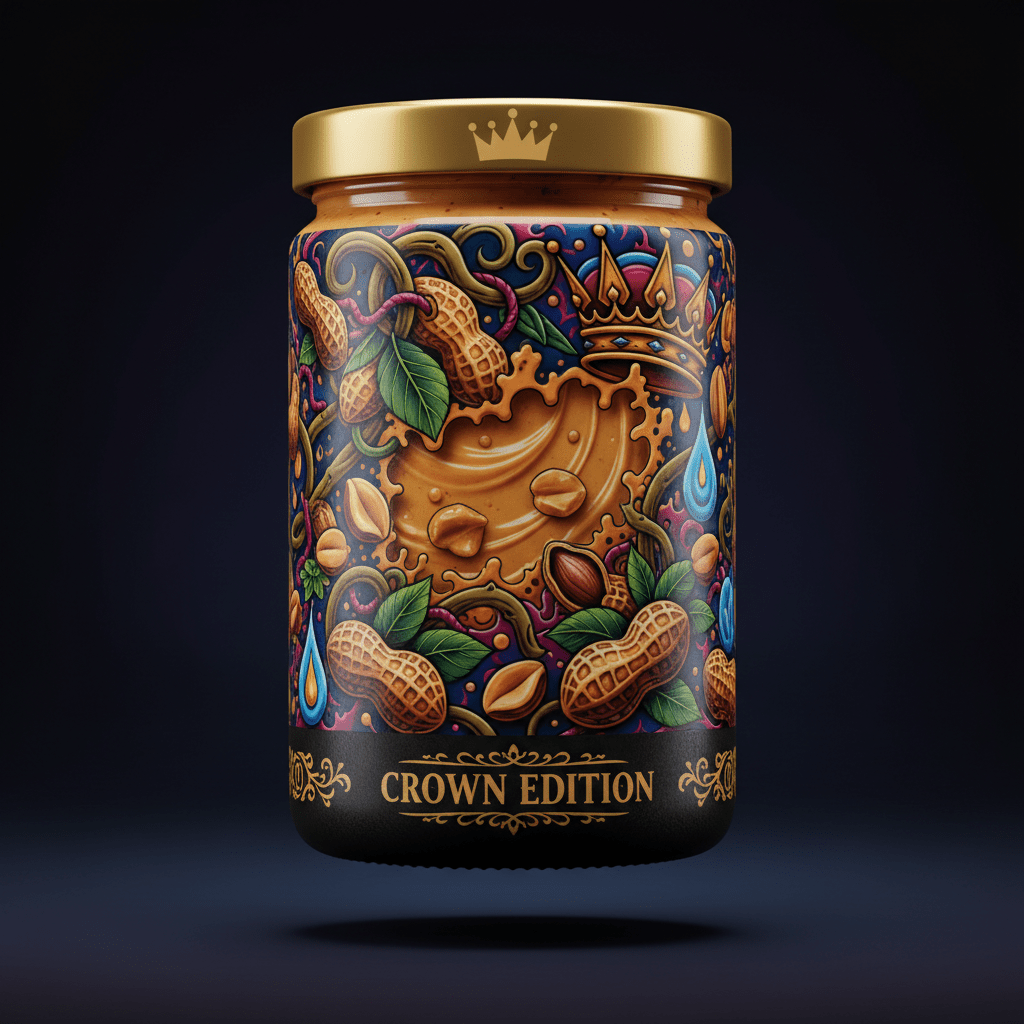 TITAN Peanut Butter Crunchy — Crown Edition bold tattoo-style artwork