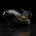 TITAN Football Shoulder Pads Crown Edition — matte black with gold crown logo