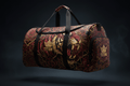 TITAN Printed Duffle Bag — Tiger and mandala tattoo-style artwork in deep crimson and gold with TITAN crown logo