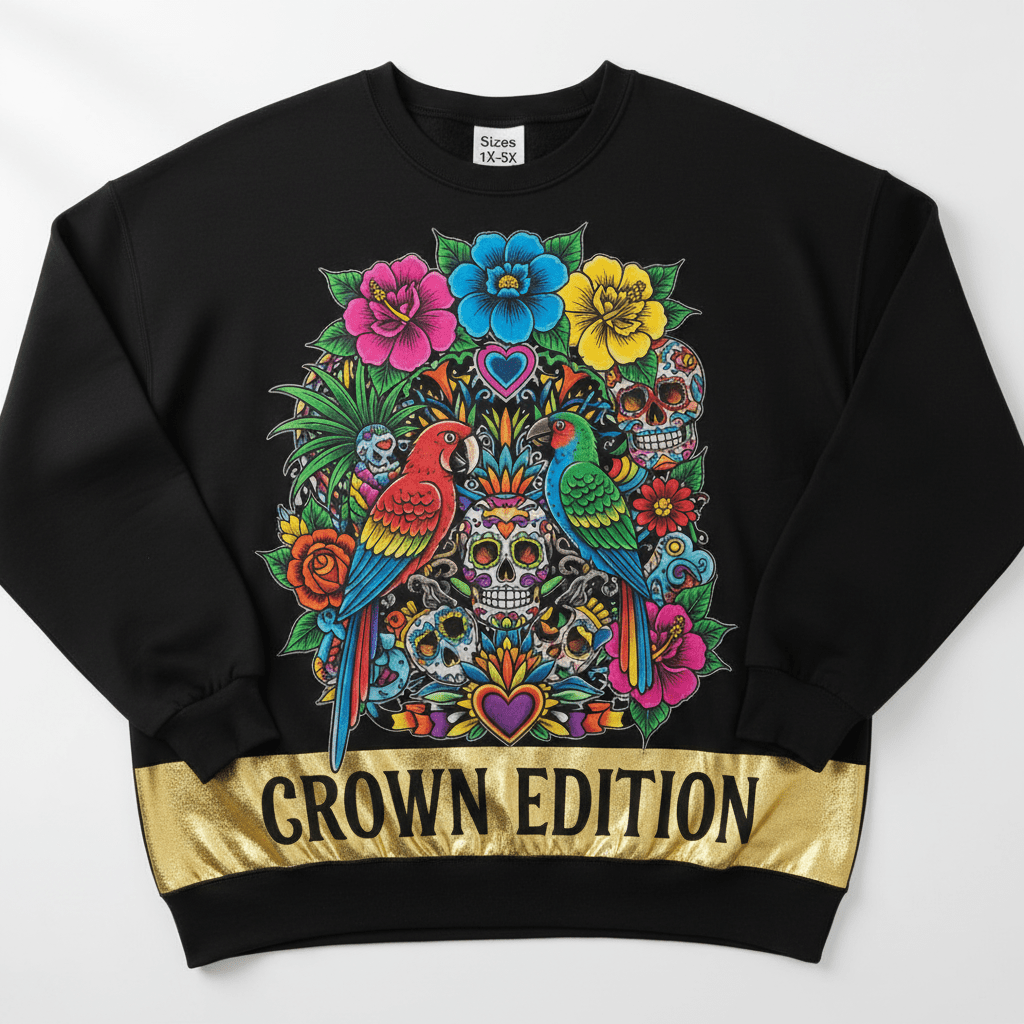 TITAN Plus Women's Floral Crown Folk Art Crewneck — Inclusive Crown Edition