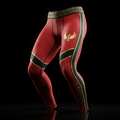 TITAN compression leggings in red with black and gold accents - power edition