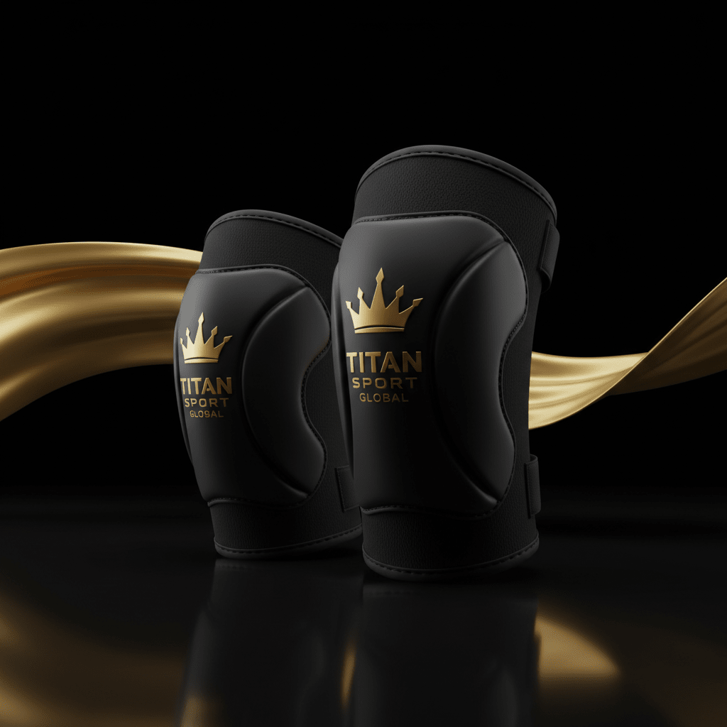 TITAN Volleyball Knee Pads Crown Series — matte black with gold crown logo