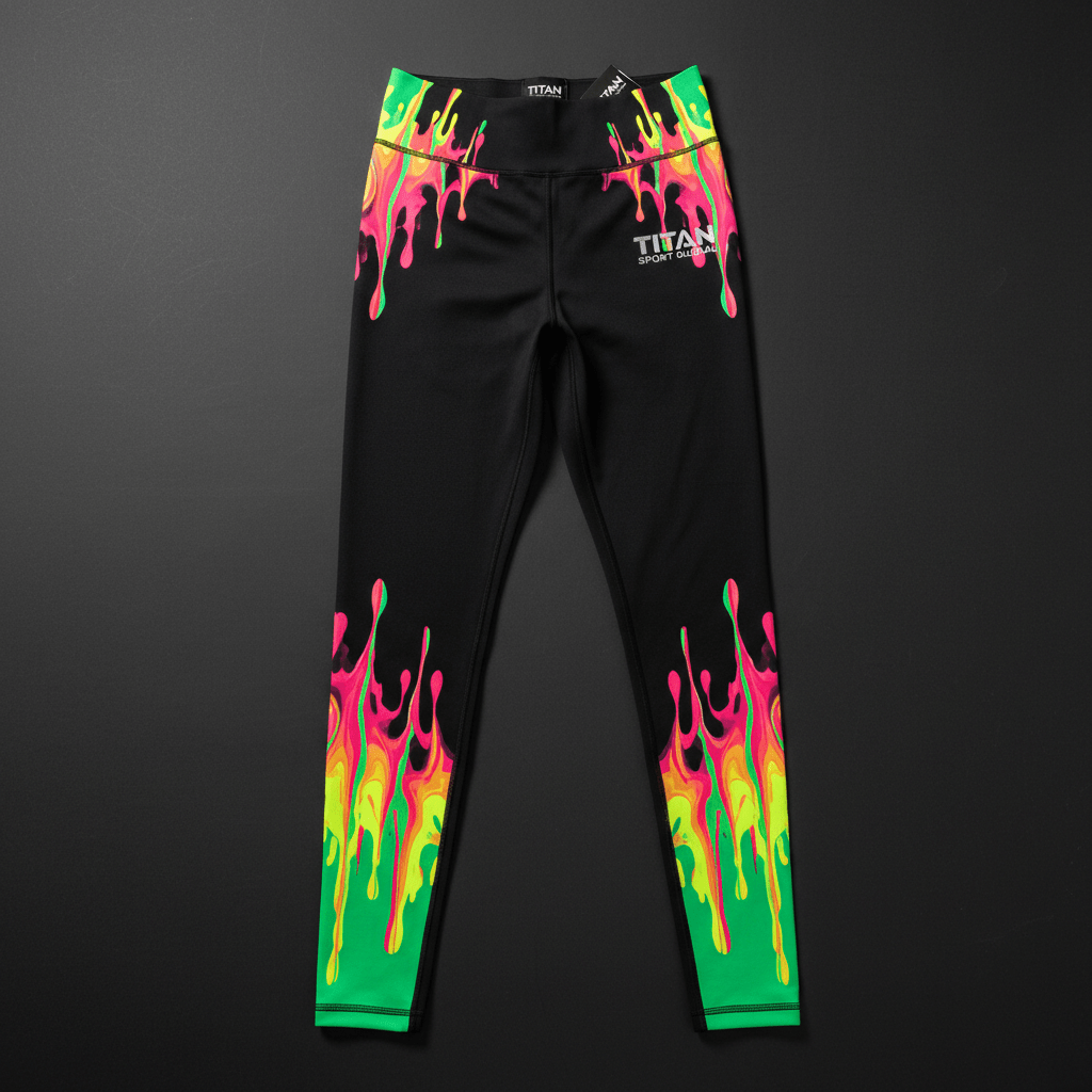 TITAN Women's Neon Drip Crown Compression Tights flat lay