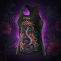 TITAN Elite Performance Tank Women's Black & Gold — Queen Cobra Floral Crown Edition