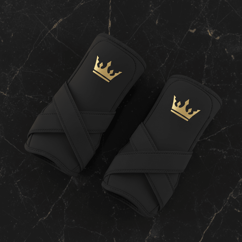 TITAN Volleyball Ankle Braces Crown Edition matte black neoprene gold crown logo figure-8 strap system pair