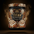 TITAN Pea Protein Powder — Cinnamon Roll, Crown Edition tattoo-style artwork