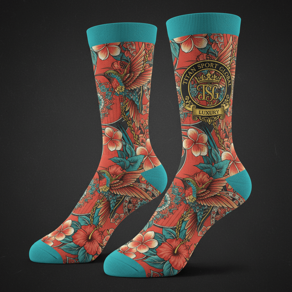TITAN Crown Edition Tropic Queen Crew Socks — Coral & Turquoise