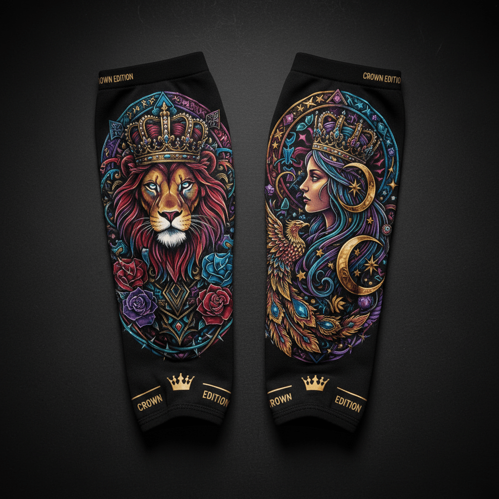 TITAN Crown Edition Tattoo Art Compression Shin Guard Sleeves
