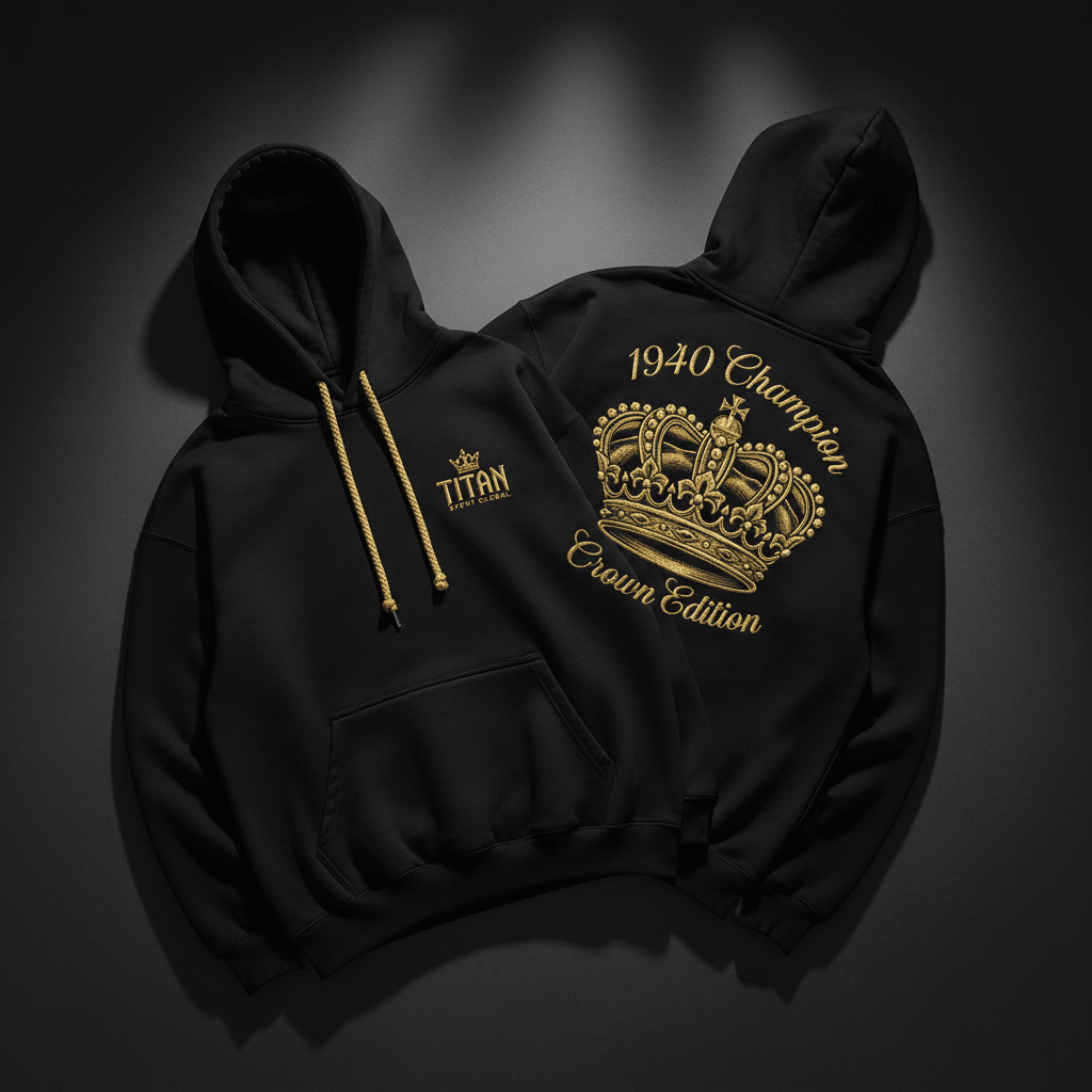 TITAN Training Hoodie 1940 Champion - Crown Edition black fleece gold embroidery