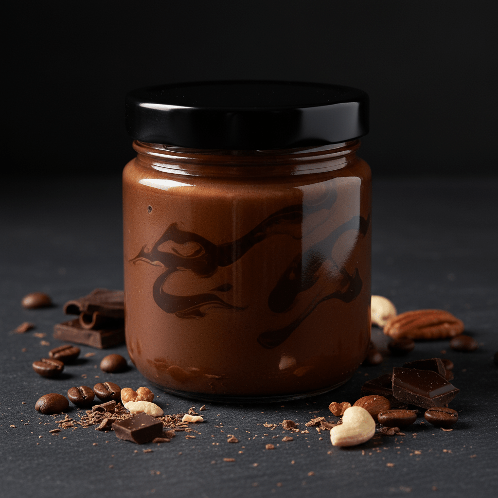 TITAN Mixed Nut Butter – Dark Chocolate Espresso, premium product photography