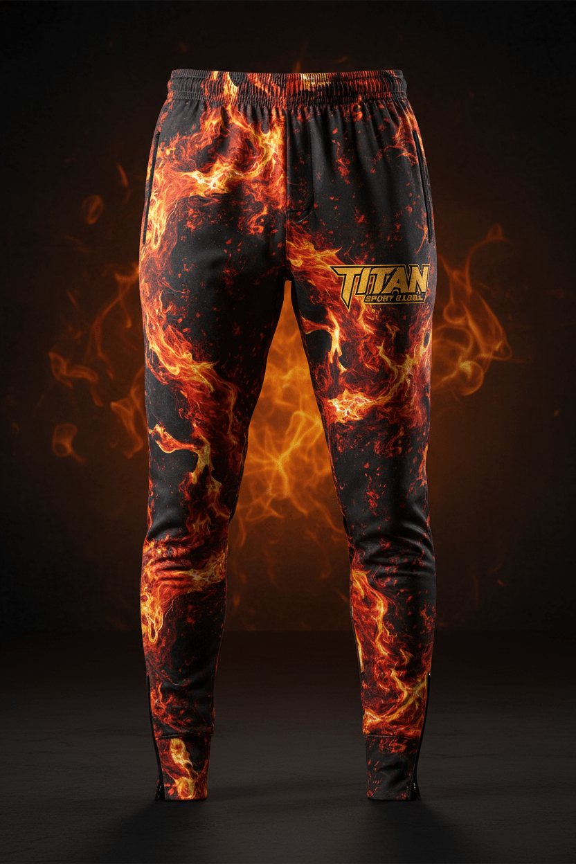 TITAN Men's Tapered Athletic Joggers — Lava Fire Abstract Design