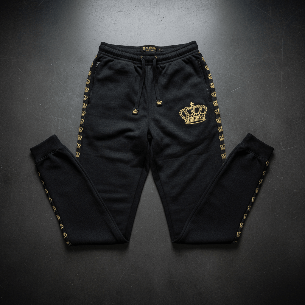 TITAN Men's Midnight Black Crown Joggers flat lay