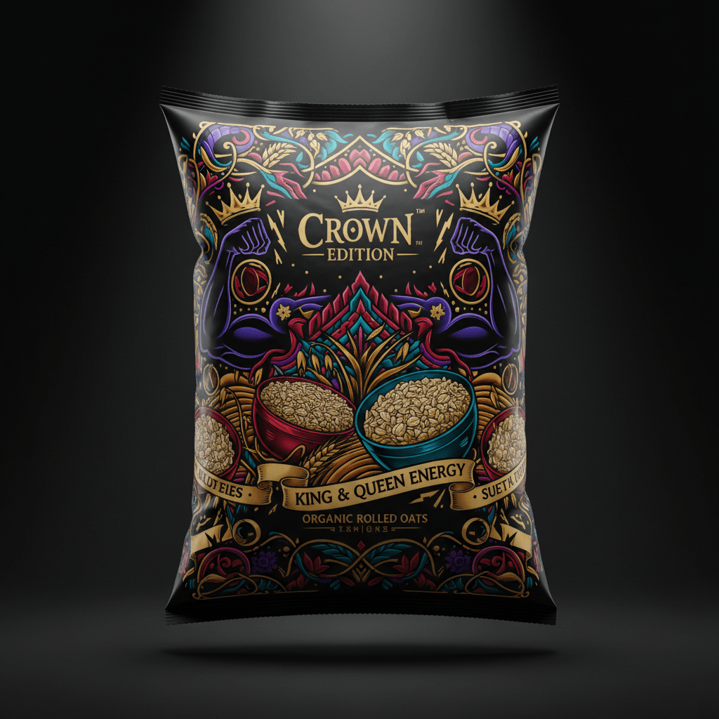TITAN Organic Rolled Oats Bulk Athlete Bag — Crown Edition bold tattoo-style artwork