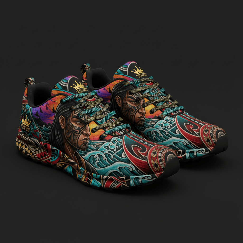 TITAN Crown Edition Color Polynesian Warrior Men's Running Shoe Color Tattoo Art