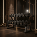 TITAN Complete Dumbbell Rack Set Crown SWAG Edition 3-tier black gold