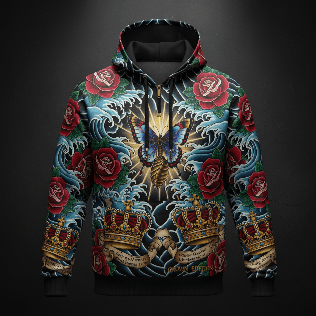 Washed & Made New Men's Hoodie — TITAN Crown Edition tattoo artwork