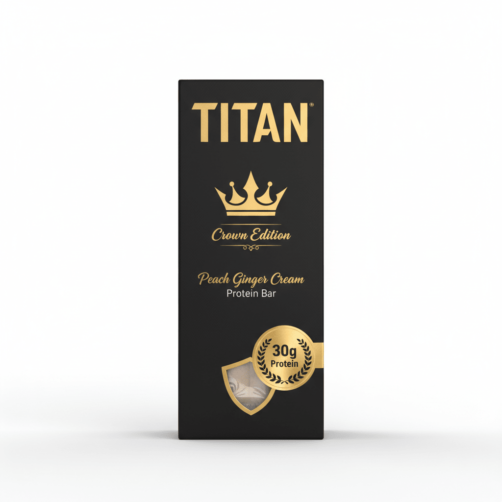 TITAN Peach Ginger Cream Protein Bar Crown Edition packaging