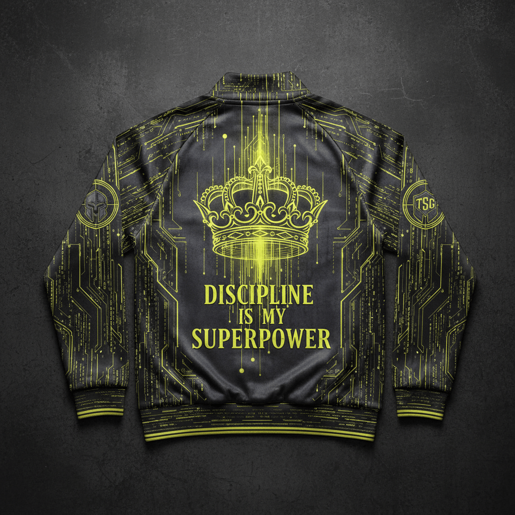 TITAN Discipline Over Motivation Track Jacket Warrior Code Crown phantom grey neon gold matrix warrior streetwear