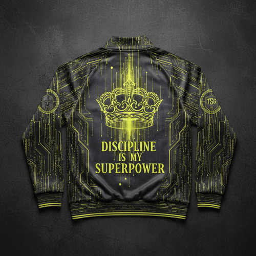 TITAN Discipline Over Motivation Track Jacket Warrior Code Crown phantom grey neon gold matrix warrior streetwear