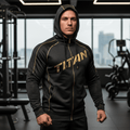 TITAN Premium Athletic Hoodie - Black & Gold Zip-Up
