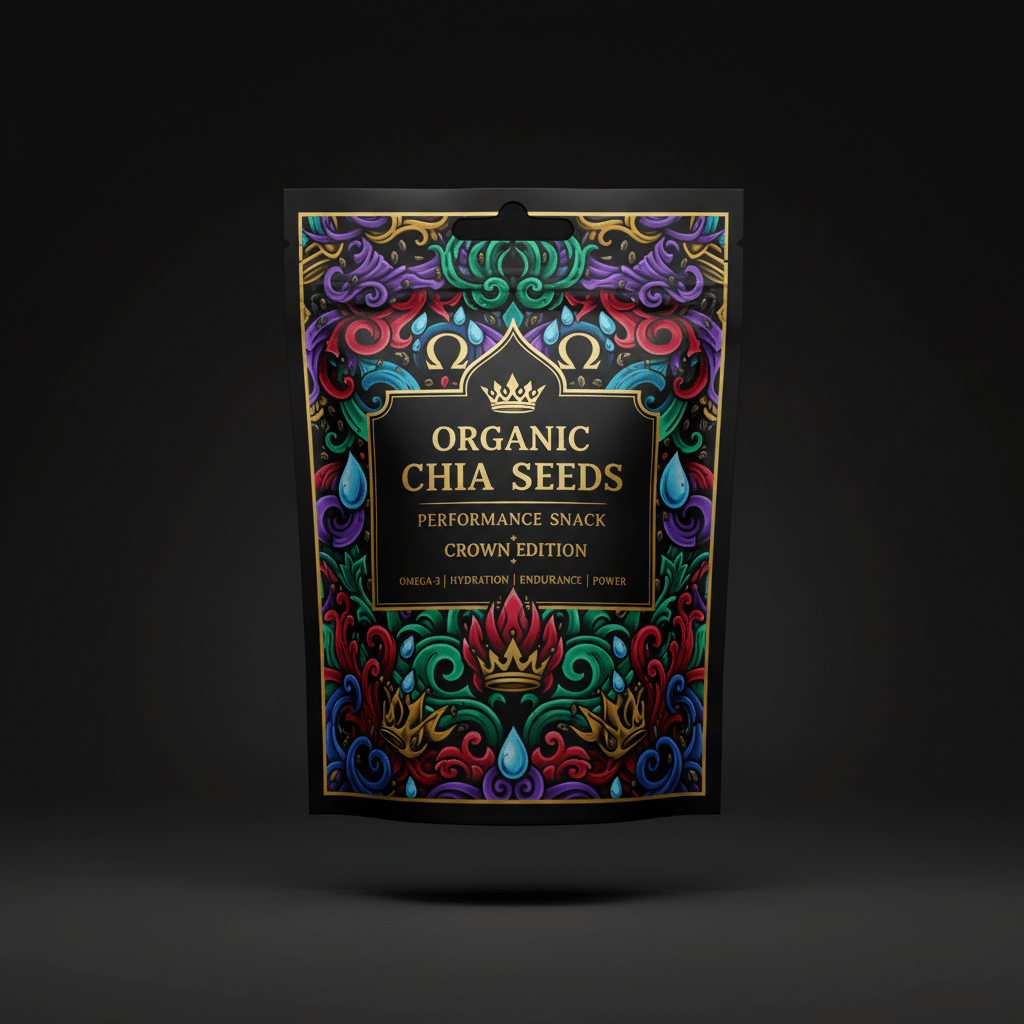 TITAN Organic Chia Seeds Performance Snack Pack — Crown Edition bold tattoo-style artwork