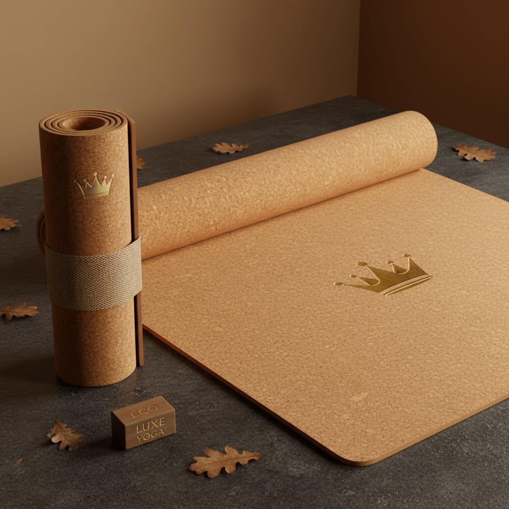 TITAN Cork Yoga Mat Crown SWAG Edition natural cork gold logo