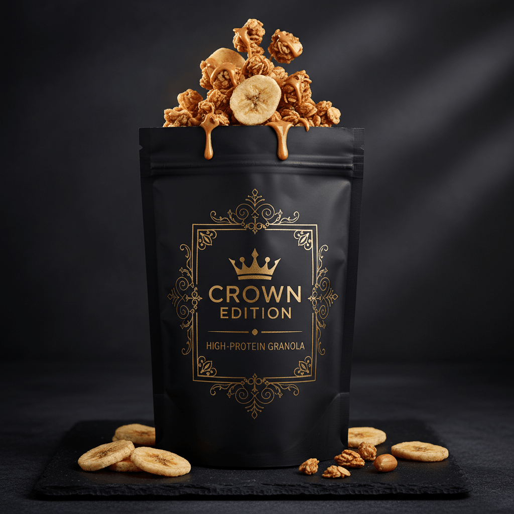 TITAN Protein Granola – Peanut Butter Banana Crunch — Crown Edition matte black packaging