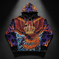 TITAN Crown Edition Tattoo Art Men's Lounge Hoodie - bold phoenix crown tattoo artwork on matte black heavyweight fleece
