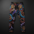 TITAN Crown Edition Tattoo Art Men's Athletic Lounge Joggers - bold colorful tattoo artwork on matte black performance fabric