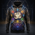TITAN Men's Hoodie — Om Sacred Symbol royal blue gold mandala design