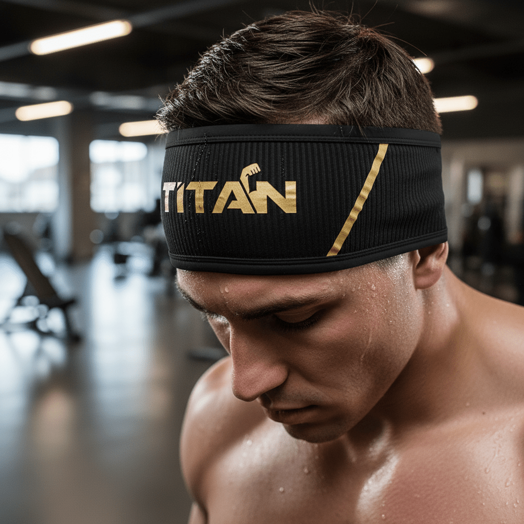 TITAN Athletic Headband - Black & Gold Moisture-Wicking Sweatband