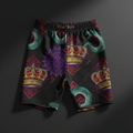 TITAN Crown Edition Tattoo Art Women's Lounge Biker Shorts - bold colorful tattoo artwork on matte black fabric
