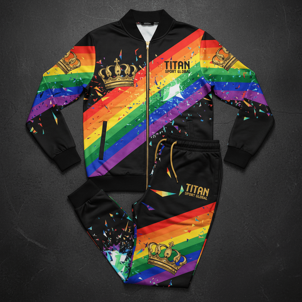 TITAN Women's Rainbow Crown Tracksuit matching set flat lay
