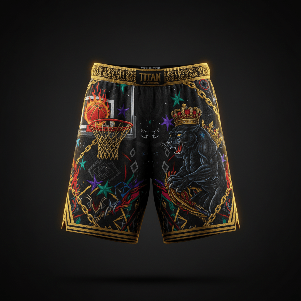 TITAN Men's Basketball Shorts - Crowned Panther Crown Edition Design