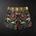 TITAN Crown Edition Tattoo Art Rose Ruched Shorts Women's Athletic Bottoms