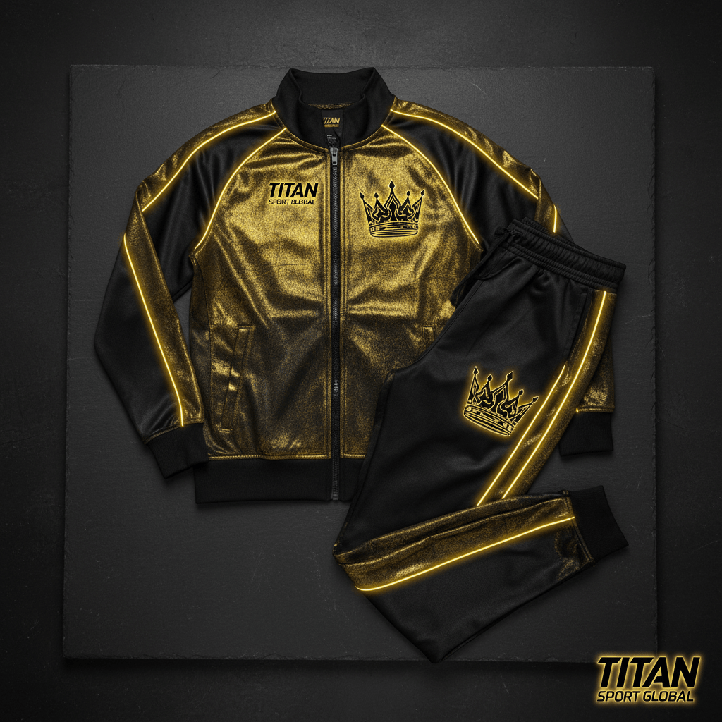 TITAN Women's Cyber Gold Crown Tracksuit matching set flat lay