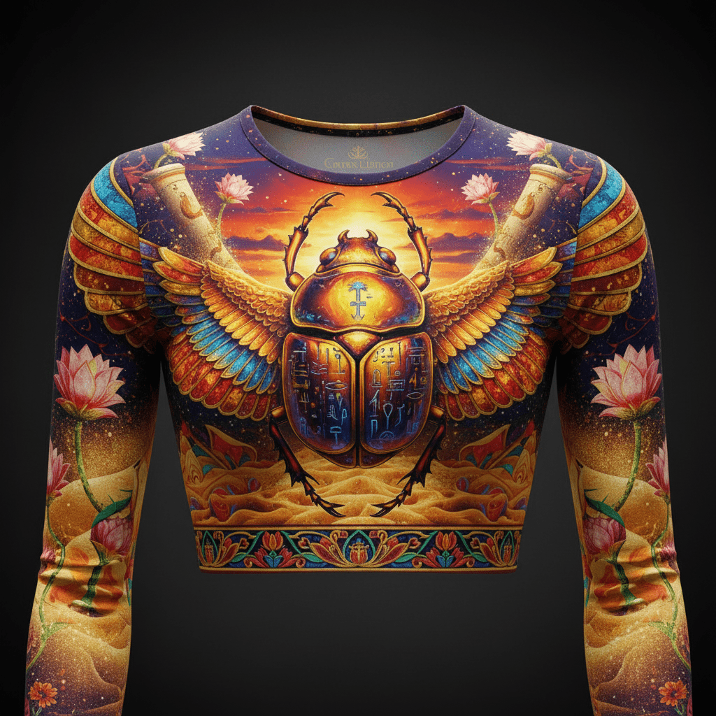 TITAN Women’s Golden Scarab Desert Storm Long Sleeve Crop — Khepri Edition