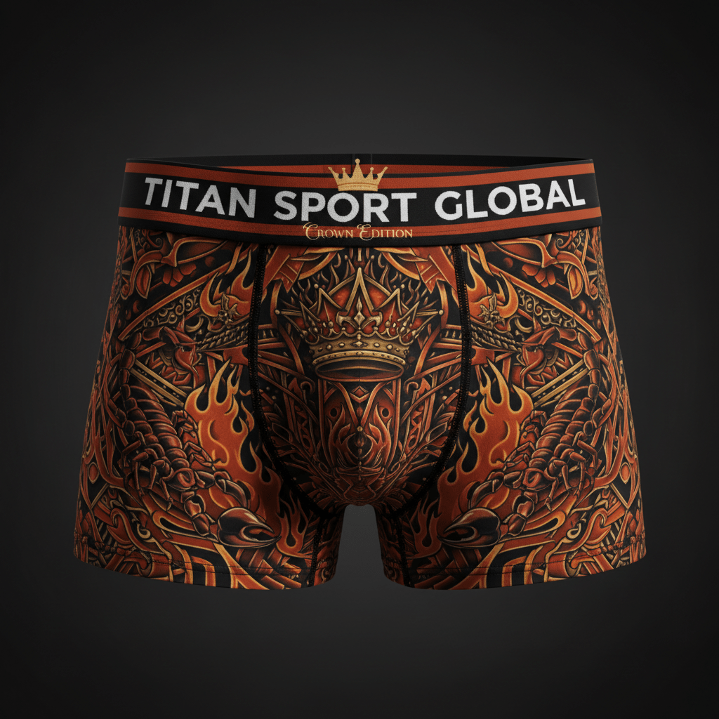 TITAN Crown Edition Men's Scorpion King Boxer Briefs — Rust Orange & Black